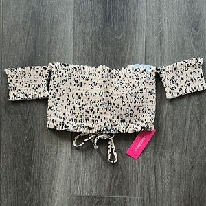 NWT Smocked Off-Shoulder Swim bikini cheetah leopard Dalmatian M 4-6